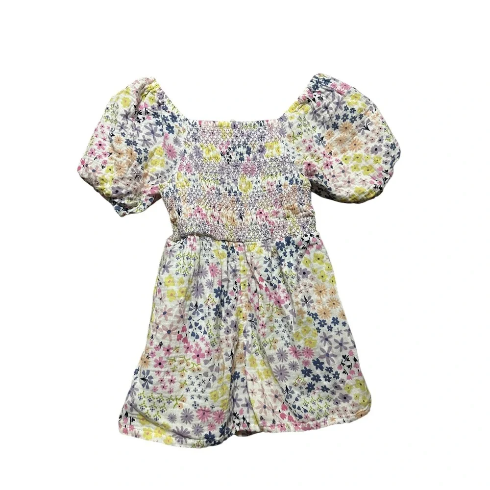 George Kids Girls Floral Smocked Square Neck Puff Sleeve Dress‎ 7 8 Years